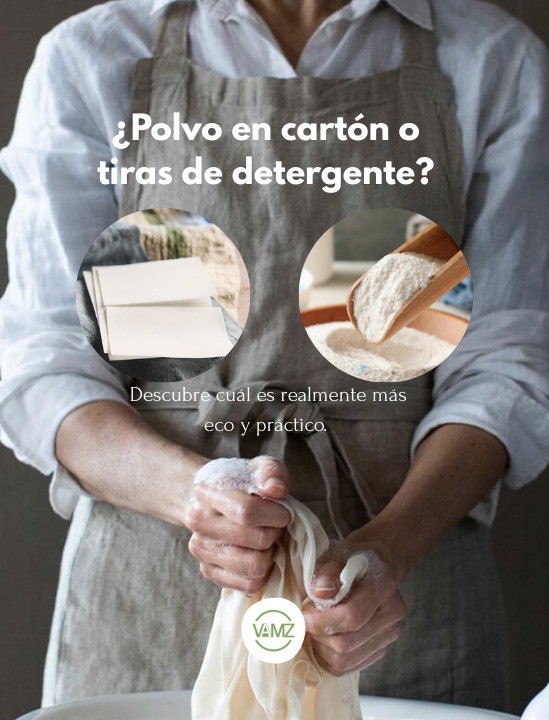 ♻️ 1. Resíduos e embalagens: o que é mais ecológico? Detergente em pó: o cartão é reciclável, mas muitas caixas têm revestimentos plásticos ou tintas que dificultam o processo. Além disso, costumam ser grandes e gerar mais resíduos do que o necessário. Barras de detergente: vêm em embalagens ultrafinas, 100% biodegradáveis e sem plásticos. Isto significa quase zero resíduos em cada lavagem, uma grande diferença em relação ao formato tradicional. 🎯 2. Dose exata e sem desperdício Detergente em pó: É preciso medir a quantidade com uma colher, e muitas vezes adiciona-se mais “por precaução”. Isto implica gastar mais produto e deixar resíduos químicos na água. Tiras de detergente: Estão pré-dosificadas. Uma tira = uma lavagem. Sem erros nem excessos. Poupança económica e menor impacto ambiental. 🌍 3. Transporte e pegada de carbono Detergente em pó: As caixas são volumosas e pesadas, o que significa mais espaço nos camiões, mais combustível e maiores emissões de CO₂. Tiras de detergente: São ultraleves e compactas. Reduzem a pegada de transporte em até 94%. Um pequeno gesto com um grande impacto positivo. 🏡 4. Conforto e armazenamento Detergente em pó: Ocupa bastante espaço na despensa, pode humedecer-se, endurecer-se ou derramar-se. Tiras de detergente: Ocupam o mesmo espaço que um saquinho. Guardam-se em qualquer gaveta e são ideais para levar em viagem. 💚 5. Cuidados com a pele e saúde Detergente em pó: Alguns contêm enchimentos e produtos químicos que deixam resíduos na roupa, o que pode irritar peles sensíveis ou causar desconforto. Tiras de detergente: São hipoalergénicas, sem substâncias tóxicas e seguras mesmo para bebés, grávidas e animais de estimação. ✅ Conclusão: que opção escolher? Se procura um detergente mais leve, prático, seguro e sustentável, as tiras de detergente são a alternativa perfeita. Não só cuidam da sua roupa e da sua pele, como também ajudam a reduzir os resíduos plásticos e as emissões poluentes. Na VAMZ Shop acreditamos em soluções inovadoras que tornam a limpeza mais fácil, ecológica e consciente.