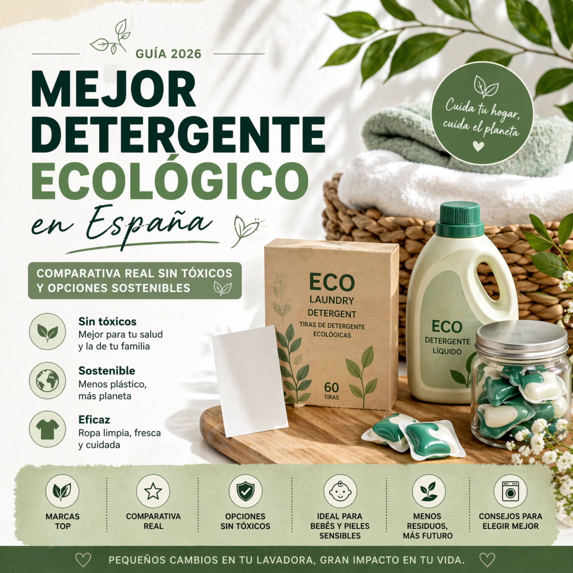Mejor detergente ecológico en España (2026): comparativa real y opciones sin tóxicos